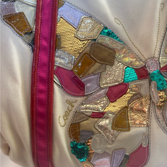 Coach Poppy Butterfly Patchwork Tote Shoulder Bag Limited Edition - Picture 3 of 16